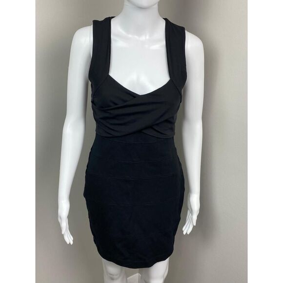 Express Criss-Cross Front Sleeveless Stretch Bodycon Dress Womens Small Black BN - Picture 2 of 9